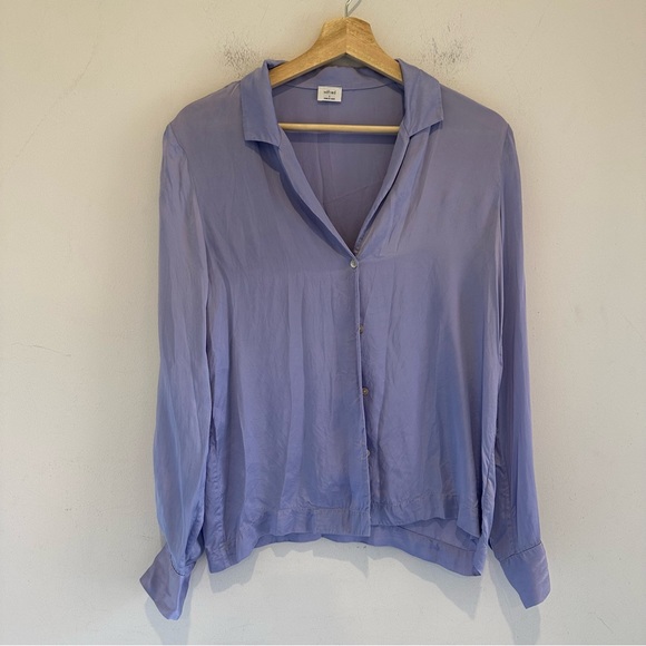 Aritzia Wilfred Peaufiner Button Down Cupro Purple Blouse - Picture 2 of 6